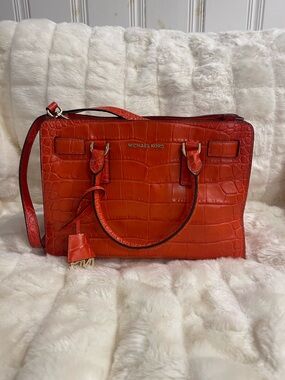 2014 Michael Kors Red Croc-Embossed Satchel - PRISTINE Condition